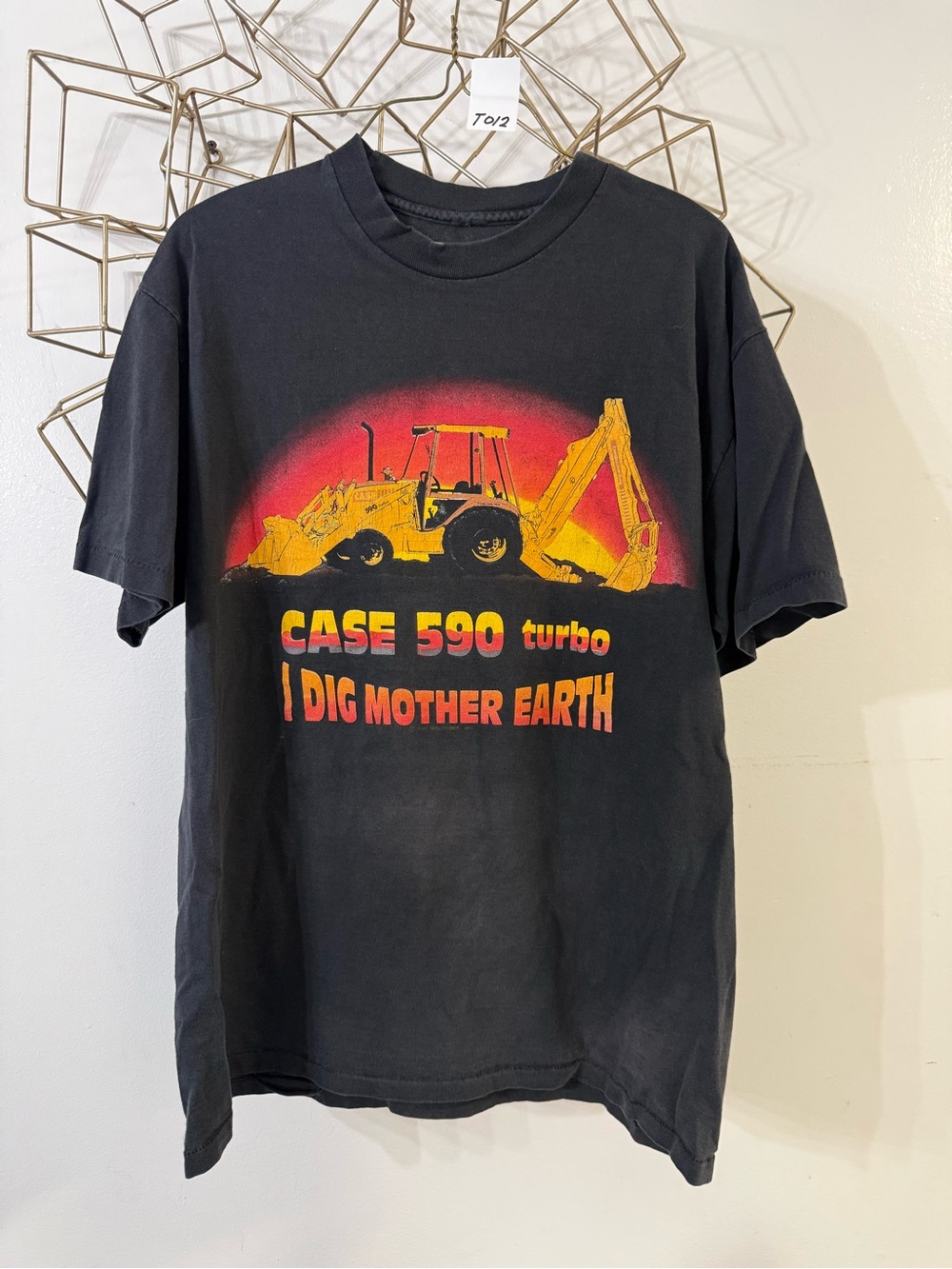 Men’s MOTHER Black Tee with Yellow and Red Excavator Graphic